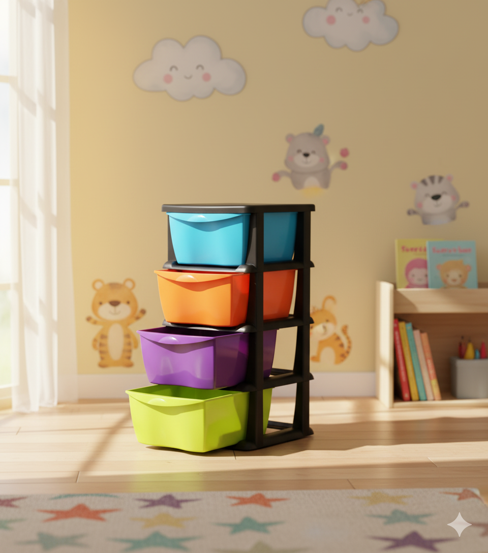4 Layer drawer Storage toy organizer for room storage