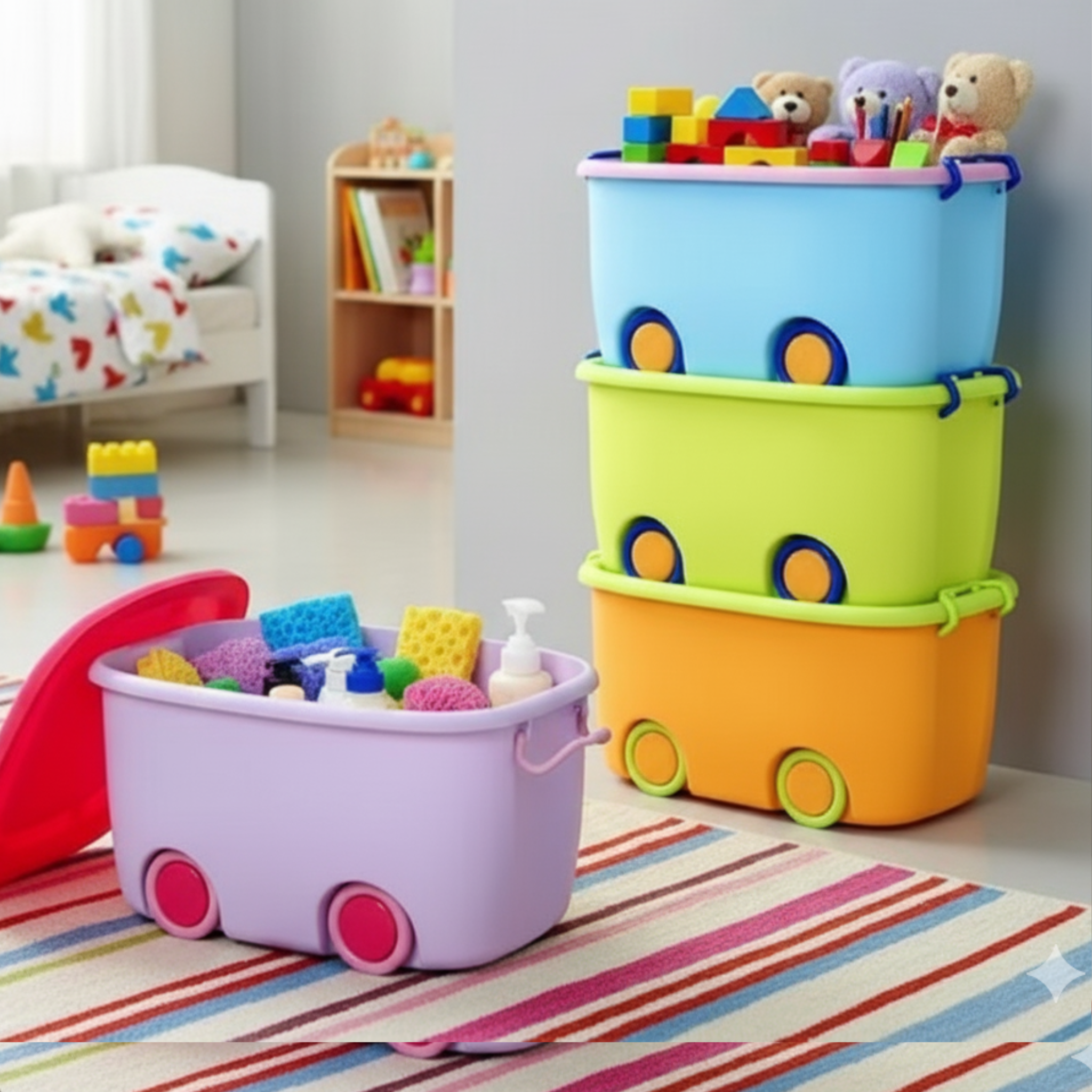 Toy Storage Box, Storage Plastic Box With Wheels